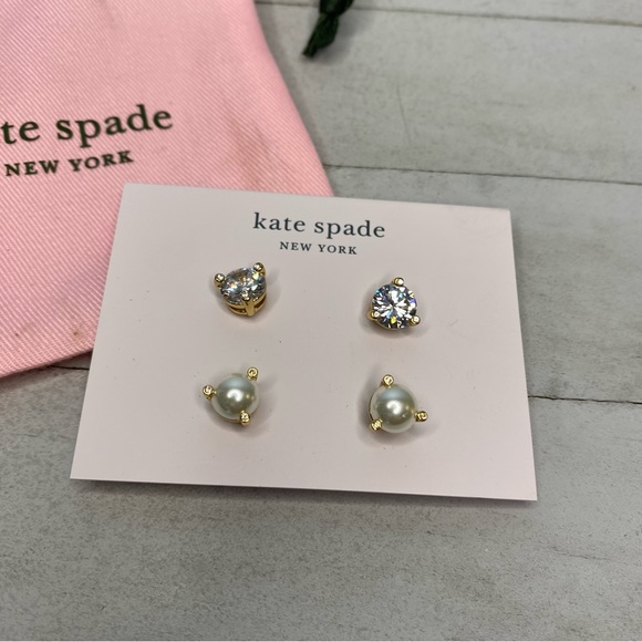 kate spade Jewelry - NEW Kate Spade New York Rise and Shine Stud Earrings Set Of 2 New  Pearl/Clear